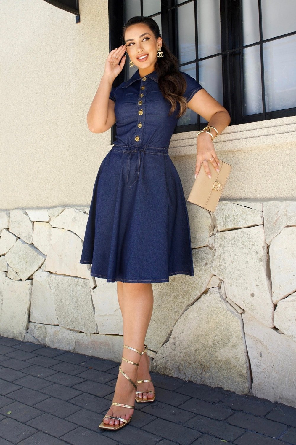 Vestido Azul Vestido Rose Combina Com Sapato Preto Vestido Azul